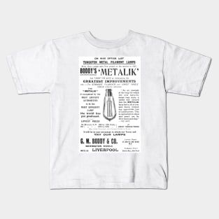 G.M.Boddy & Co. - Metalink Light Bulbs - 1910 Vintage Advert Kids T-Shirt